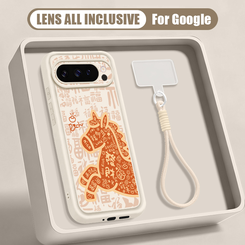 Google Pixel 9 Pro - Schattig veulenprint polsbandje telefoonhoesje voor Google