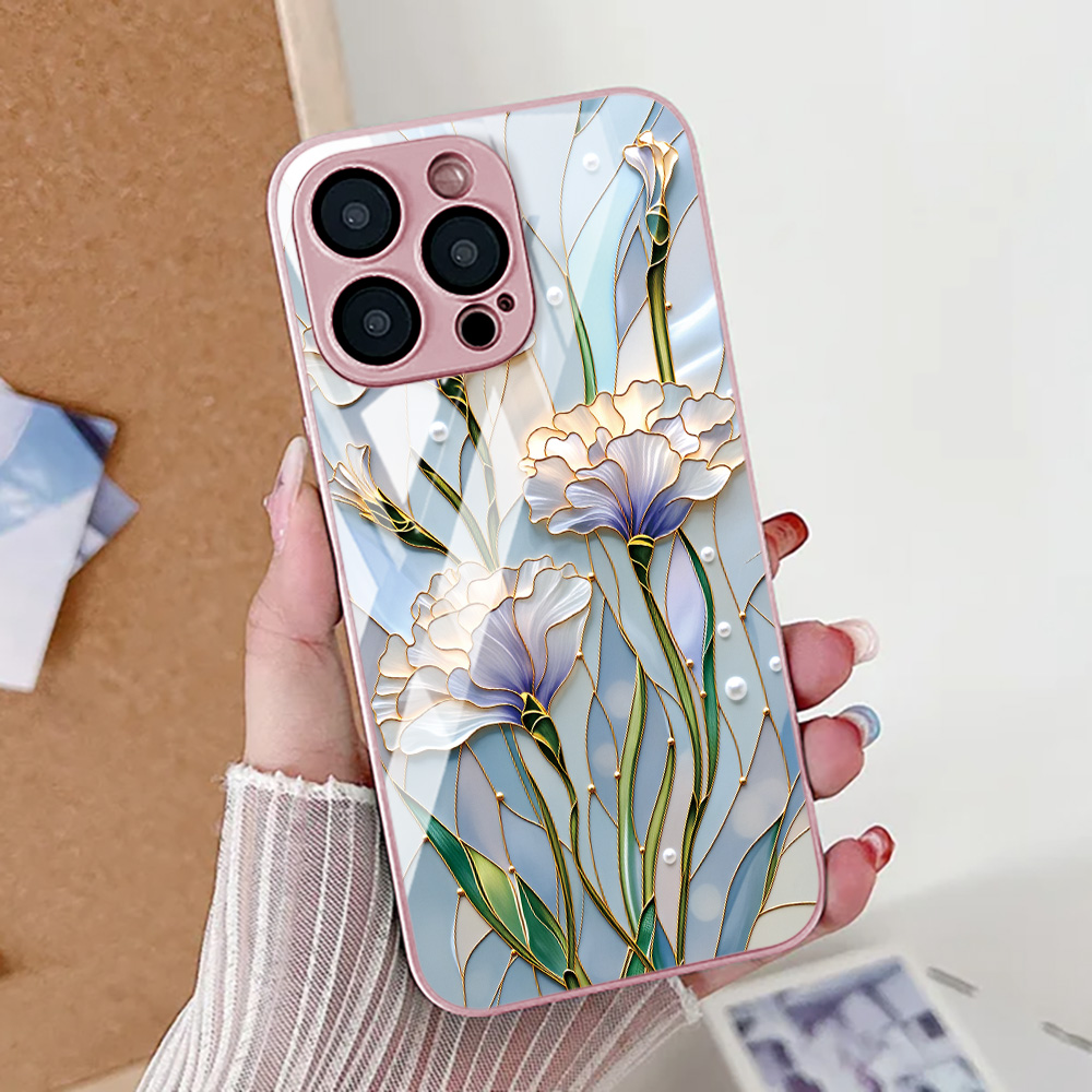Tempered Glass Screen - Lotusbloem telefoonhoesje voor iPhone 16 Pro